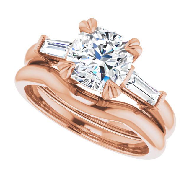 2.06 tcw Cushion Moissanite DEF/VVS Classic Three Stone Engagement Ring in 14KR | AllComponents_View5 2.06 tcw Cushion Moissanite DEF/VVS Classic Three Stone Engagement Ring in 14KR | AllComponents_View5