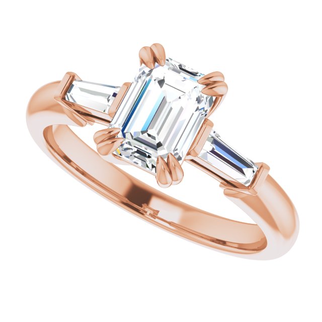 1.31 tcw Emerald Diamond GH/VS2+ Classic Three Stone Engagement Ring in 18KR | View5 1.31 tcw Emerald Diamond GH/VS2+ Classic Three Stone Engagement Ring in 18KR | View5
