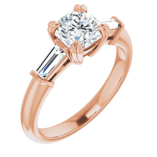 1.46 tcw Cushion Diamond EF/VS1+ Classic Three Stone Engagement Ring in 18KR | ViewA