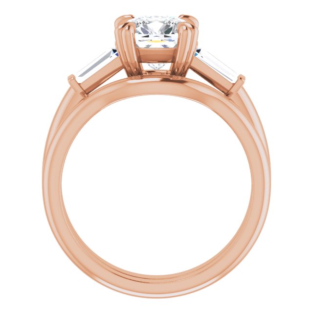 2.06 tcw Cushion Moissanite DEF/VVS Classic Three Stone Engagement Ring in 14KR | AllComponents_ViewB_4 2.06 tcw Cushion Moissanite DEF/VVS Classic Three Stone Engagement Ring in 14KR | AllComponents_ViewB_4