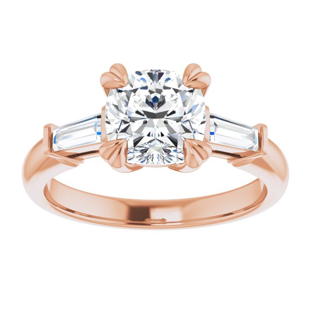 2.06 tcw Cushion Moissanite DEF/VVS Classic Three Stone Engagement Ring in 14KR | ViewS 2.06 tcw Cushion Moissanite DEF/VVS Classic Three Stone Engagement Ring in 14KR | ViewS