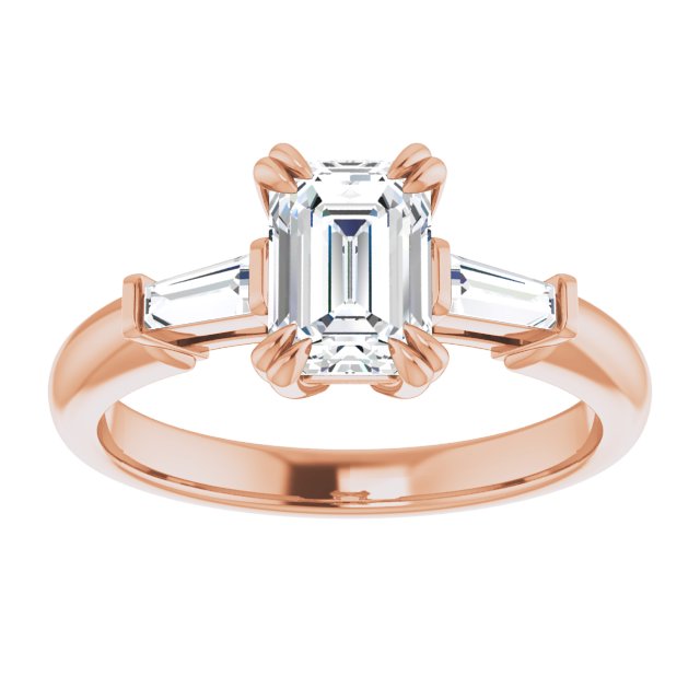 1.31 tcw Emerald Diamond GH/VS2+ Classic Three Stone Engagement Ring in 18KR | ViewS 1.31 tcw Emerald Diamond GH/VS2+ Classic Three Stone Engagement Ring in 18KR | ViewS