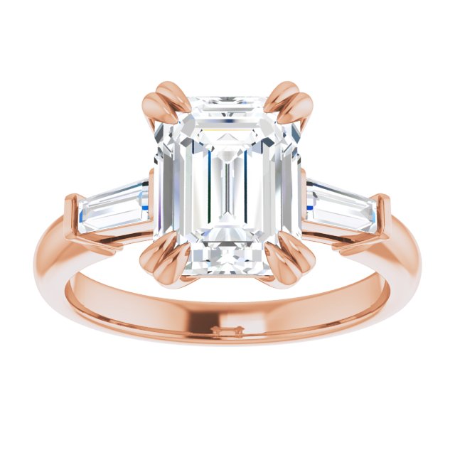 2.88 tcw Emerald Diamond EF/VS1+ Classic Three Stone Engagement Ring in 14KR | ViewS 2.88 tcw Emerald Diamond EF/VS1+ Classic Three Stone Engagement Ring in 14KR | ViewS