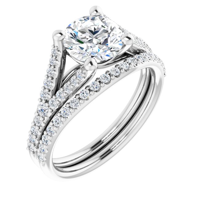 1.48 Round Lab-Grown GH/VS2+ Cathedral Sidestone Engagement Ring in 14KW | AllComponents_ViewA 1.48 Round Lab-Grown GH/VS2+ Cathedral Sidestone Engagement Ring in 14KW | AllComponents_ViewA