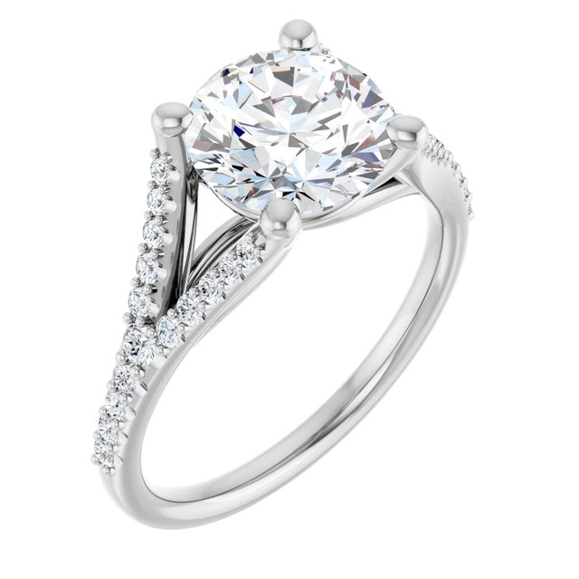 2.50 Round Diamond EF/VS1+ Cathedral Sidestone Engagement Ring in 18KW | ViewA 2.50 Round Diamond EF/VS1+ Cathedral Sidestone Engagement Ring in 18KW | ViewA