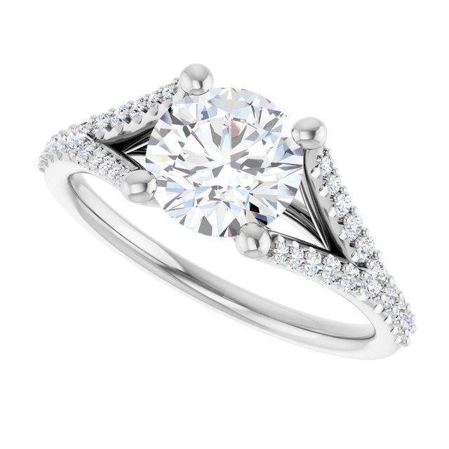 1.48 Round Lab-Grown GH/VS2+ Cathedral Sidestone Engagement Ring in 14KW | View5 1.48 Round Lab-Grown GH/VS2+ Cathedral Sidestone Engagement Ring in 14KW | View5
