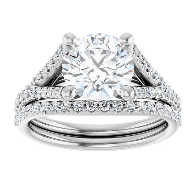 2.28 Round Moissanite DEF/VVS Cathedral Sidestone Engagement Ring in PLAT | AllComponents_ViewS