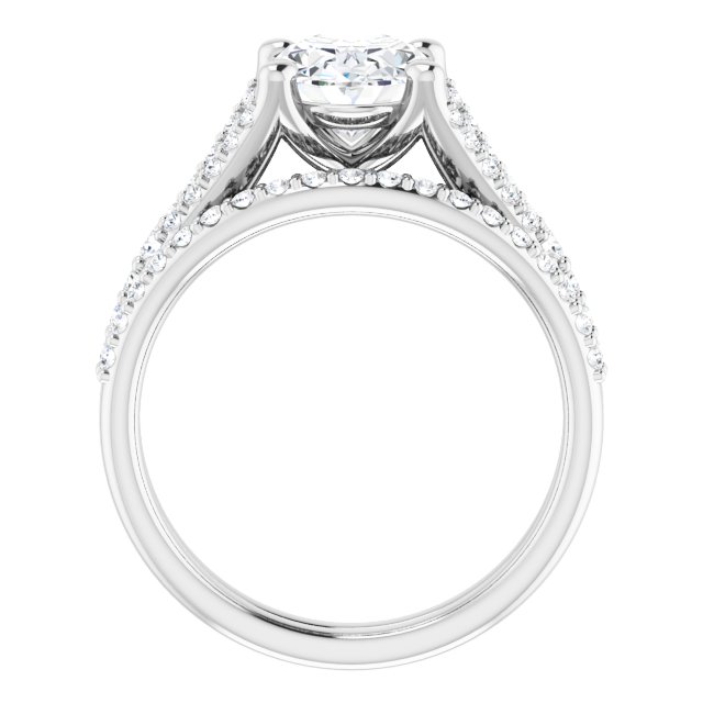 2.38 Oval Moissanite DEF/VVS Cathedral Sidestone Engagement Ring in 14KW | AllComponents_ViewB_4 2.38 Oval Moissanite DEF/VVS Cathedral Sidestone Engagement Ring in 14KW | AllComponents_ViewB_4