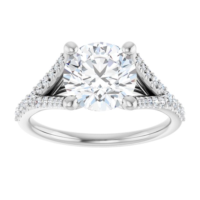 2.28 Round Moissanite DEF/VVS Cathedral Sidestone Engagement Ring in PLAT | ViewS