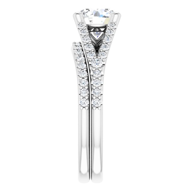 1.48 Round Lab-Grown GH/VS2+ Cathedral Sidestone Engagement Ring in 14KW | AllComponents_ViewE 1.48 Round Lab-Grown GH/VS2+ Cathedral Sidestone Engagement Ring in 14KW | AllComponents_ViewE