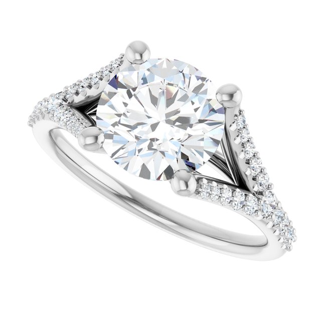 2.28 Round Moissanite DEF/VVS Cathedral Sidestone Engagement Ring in PLAT | View5