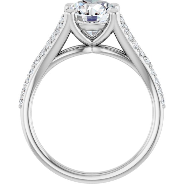 2.28 Round Moissanite DEF/VVS Cathedral Sidestone Engagement Ring in PLAT | ViewB_4
