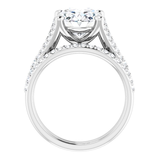 4.52 Oval Moissanite DEF/VVS Cathedral Sidestone Engagement Ring in 14KW | AllComponents_ViewB_4 4.52 Oval Moissanite DEF/VVS Cathedral Sidestone Engagement Ring in 14KW | AllComponents_ViewB_4