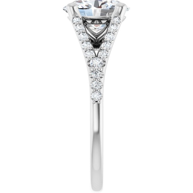 2.38 Oval Moissanite DEF/VVS Cathedral Sidestone Engagement Ring in 14KW | ViewE 2.38 Oval Moissanite DEF/VVS Cathedral Sidestone Engagement Ring in 14KW | ViewE