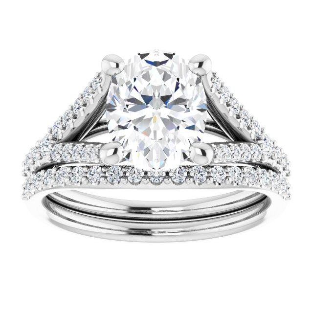 2.38 Oval Moissanite DEF/VVS Cathedral Sidestone Engagement Ring in 14KW | AllComponents_ViewS 2.38 Oval Moissanite DEF/VVS Cathedral Sidestone Engagement Ring in 14KW | AllComponents_ViewS