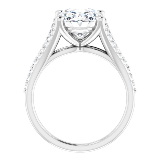 4.52 Oval Moissanite DEF/VVS Cathedral Sidestone Engagement Ring in 14KW | ViewB_4 4.52 Oval Moissanite DEF/VVS Cathedral Sidestone Engagement Ring in 14KW | ViewB_4