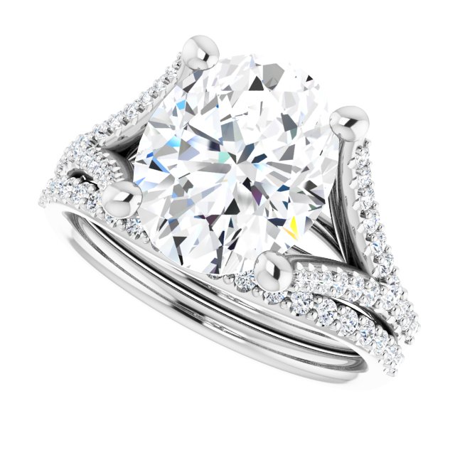 4.52 Oval Moissanite DEF/VVS Cathedral Sidestone Engagement Ring in 14KW | AllComponents_View5 4.52 Oval Moissanite DEF/VVS Cathedral Sidestone Engagement Ring in 14KW | AllComponents_View5