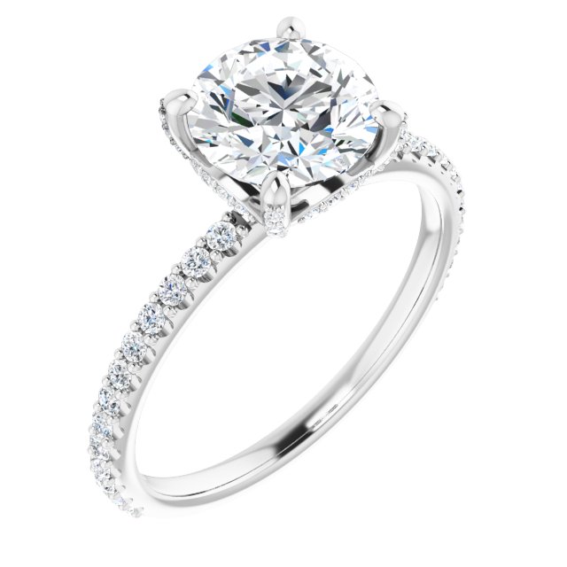 1.83 Tcw Round Moissanite DEF/VVS Classic Hidden Halo Engagement Ring in 14KW | ViewA 1.83 Tcw Round Moissanite DEF/VVS Classic Hidden Halo Engagement Ring in 14KW | ViewA