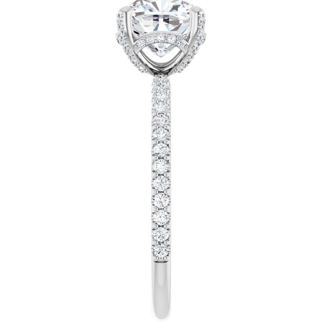 2.04 Tcw Cushion Moissanite DEF/VVS Classic Hidden Halo Engagement Ring in 14KW | ViewE 2.04 Tcw Cushion Moissanite DEF/VVS Classic Hidden Halo Engagement Ring in 14KW | ViewE