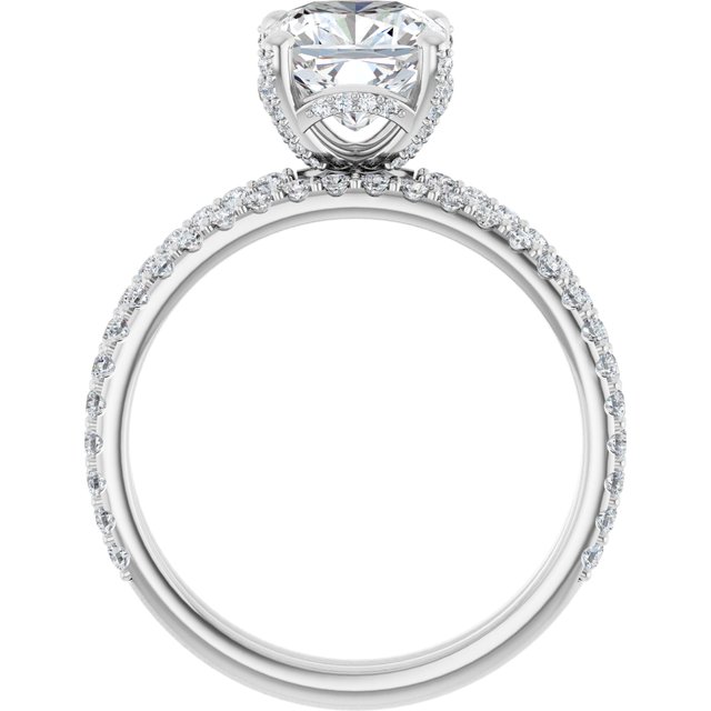 2.04 Tcw Cushion Moissanite DEF/VVS Classic Hidden Halo Engagement Ring in 14KW | AllComponents_ViewB_4 2.04 Tcw Cushion Moissanite DEF/VVS Classic Hidden Halo Engagement Ring in 14KW | AllComponents_ViewB_4