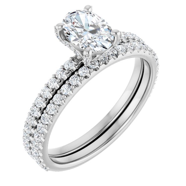 1.21 Tcw Oval Lab-Grown GH/VS2+ Classic Hidden Halo Engagement Ring in 14KW | AllComponents_ViewA 1.21 Tcw Oval Lab-Grown GH/VS2+ Classic Hidden Halo Engagement Ring in 14KW | AllComponents_ViewA
