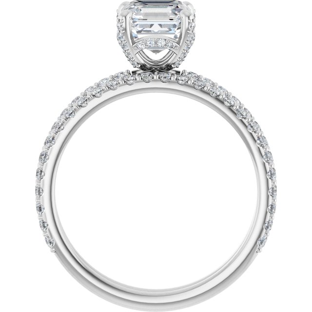 1.28 Tcw Asscher Moissanite DEF/VVS Classic Hidden Halo Engagement Ring in PLAT | AllComponents_ViewB_4 1.28 Tcw Asscher Moissanite DEF/VVS Classic Hidden Halo Engagement Ring in PLAT | AllComponents_ViewB_4