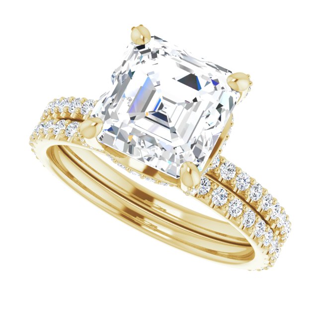 3.40 Tcw Asscher Lab-Grown D/VVS2+ Classic Hidden Halo Engagement Ring in 18KY | AllComponents_View5 3.40 Tcw Asscher Lab-Grown D/VVS2+ Classic Hidden Halo Engagement Ring in 18KY | AllComponents_View5