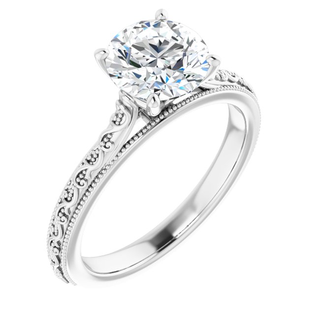 1.50 carat Round Lab-Grown GH/VS2+ Vintage Solitaire Engagement Ring in 14KW | ViewA 1.50 carat Round Lab-Grown GH/VS2+ Vintage Solitaire Engagement Ring in 14KW | ViewA