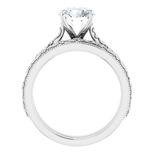 1.50 carat Round Lab-Grown GH/VS2+ Vintage Solitaire Engagement Ring in 14KW | AllComponents_ViewB_4 1.50 carat Round Lab-Grown GH/VS2+ Vintage Solitaire Engagement Ring in 14KW | AllComponents_ViewB_4