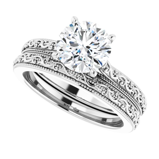1.50 carat Round Lab-Grown GH/VS2+ Vintage Solitaire Engagement Ring in 14KW | AllComponents_View5 1.50 carat Round Lab-Grown GH/VS2+ Vintage Solitaire Engagement Ring in 14KW | AllComponents_View5
