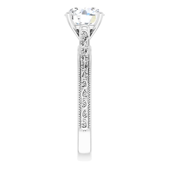 1.50 carat Round Lab-Grown GH/VS2+ Vintage Solitaire Engagement Ring in 14KW | ViewE 1.50 carat Round Lab-Grown GH/VS2+ Vintage Solitaire Engagement Ring in 14KW | ViewE