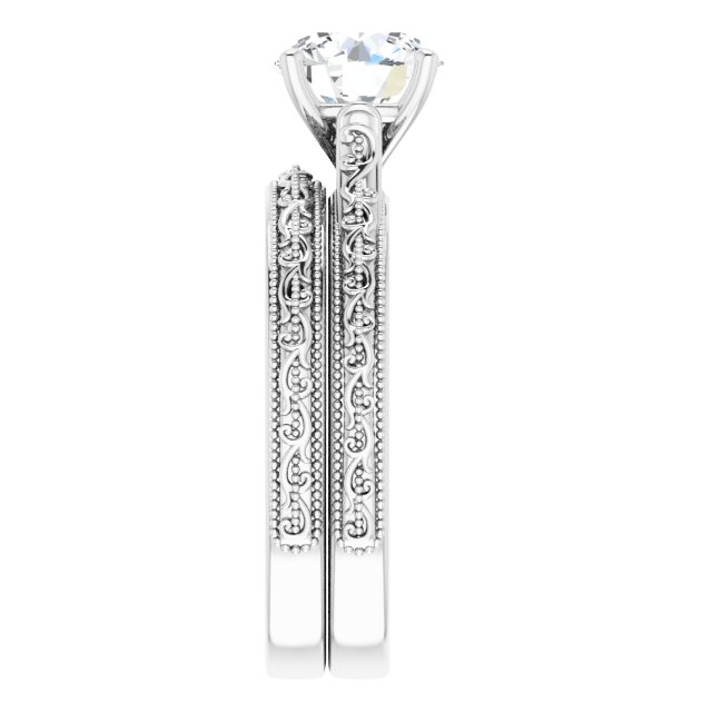 1.50 carat Round Lab-Grown GH/VS2+ Vintage Solitaire Engagement Ring in 14KW | AllComponents_ViewE 1.50 carat Round Lab-Grown GH/VS2+ Vintage Solitaire Engagement Ring in 14KW | AllComponents_ViewE