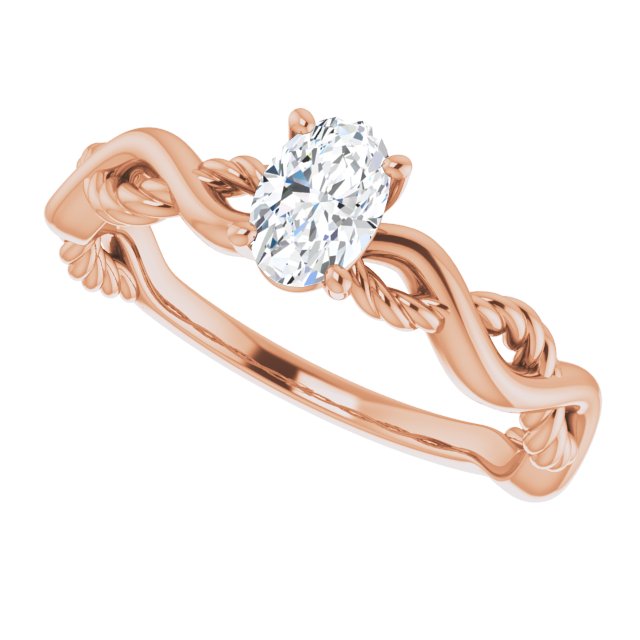 0.50 carat Oval Diamond EF/VS1+ Twisted Solitaire Engagement Ring in 14KR | View5 0.50 carat Oval Diamond EF/VS1+ Twisted Solitaire Engagement Ring in 14KR | View5
