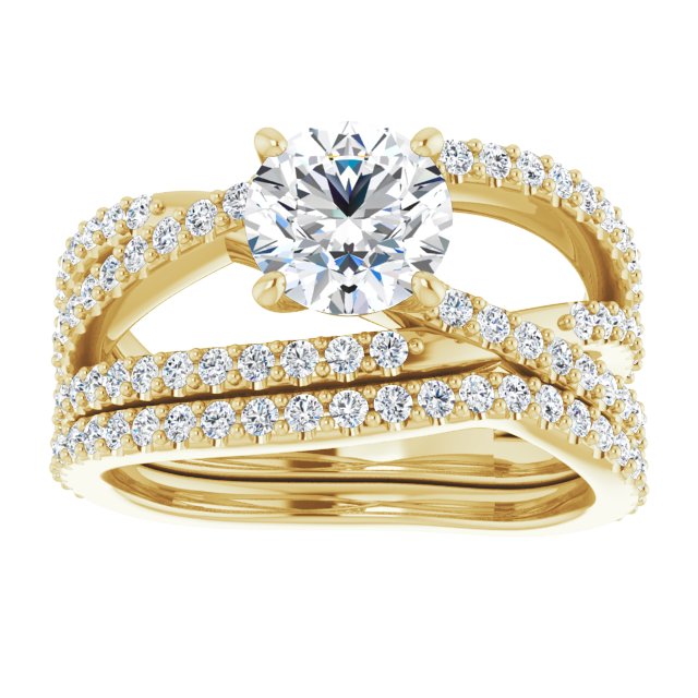 1.72 Round Moissanite DEF/VVS Twisted Sidestone Engagement Ring in 18KY | AllComponents_ViewS 1.72 Round Moissanite DEF/VVS Twisted Sidestone Engagement Ring in 18KY | AllComponents_ViewS