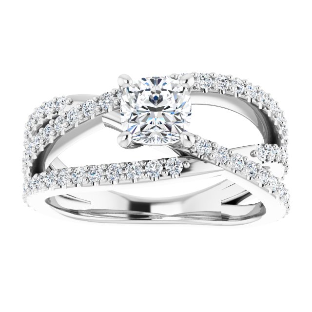1.32 Cushion Diamond EF/VS1+ Twisted Sidestone Engagement Ring in 14KW | ViewS 1.32 Cushion Diamond EF/VS1+ Twisted Sidestone Engagement Ring in 14KW | ViewS