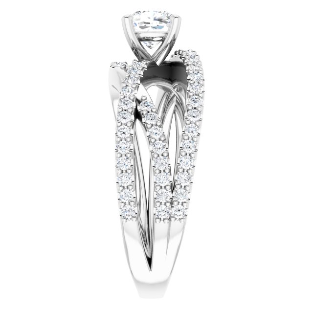 1.32 Cushion Diamond EF/VS1+ Twisted Sidestone Engagement Ring in 14KW | ViewE 1.32 Cushion Diamond EF/VS1+ Twisted Sidestone Engagement Ring in 14KW | ViewE