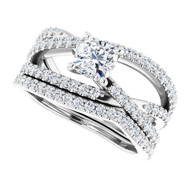 1.32 Cushion Diamond EF/VS1+ Twisted Sidestone Engagement Ring in 14KW | AllComponents_View5 1.32 Cushion Diamond EF/VS1+ Twisted Sidestone Engagement Ring in 14KW | AllComponents_View5