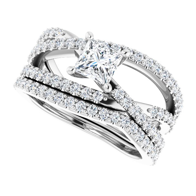 1.32 Square Diamond GH/VS2+ Twisted Sidestone Engagement Ring in 18KW | AllComponents_View5 1.32 Square Diamond GH/VS2+ Twisted Sidestone Engagement Ring in 18KW | AllComponents_View5