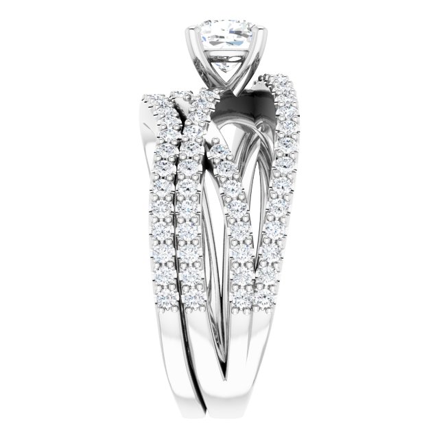 1.32 Cushion Diamond EF/VS1+ Twisted Sidestone Engagement Ring in 14KW | AllComponents_ViewE 1.32 Cushion Diamond EF/VS1+ Twisted Sidestone Engagement Ring in 14KW | AllComponents_ViewE