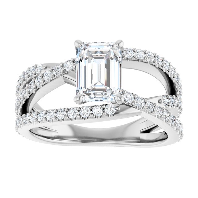 1.73 Emerald Lab-Grown EF/VS1+ Twisted Sidestone Engagement Ring in PLAT | ViewS
