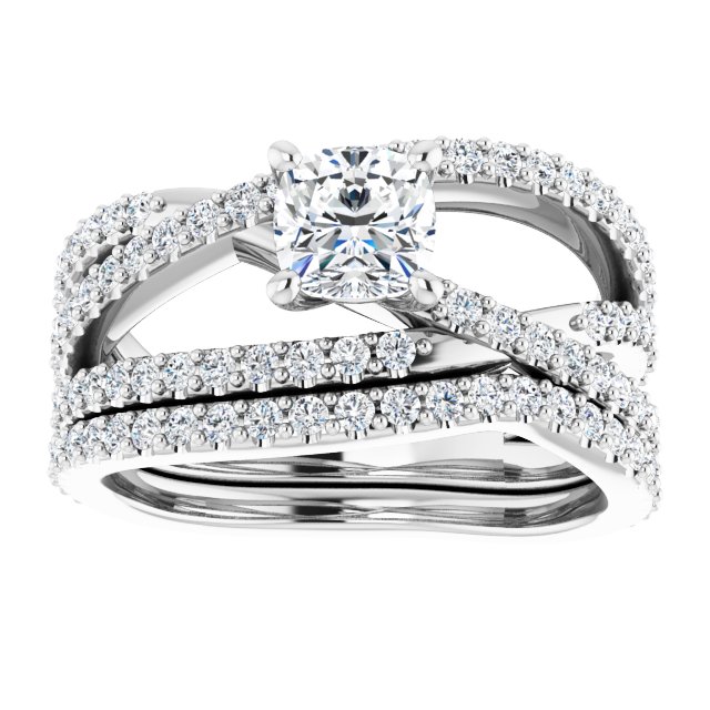 1.32 Cushion Diamond EF/VS1+ Twisted Sidestone Engagement Ring in 14KW | AllComponents_ViewS 1.32 Cushion Diamond EF/VS1+ Twisted Sidestone Engagement Ring in 14KW | AllComponents_ViewS