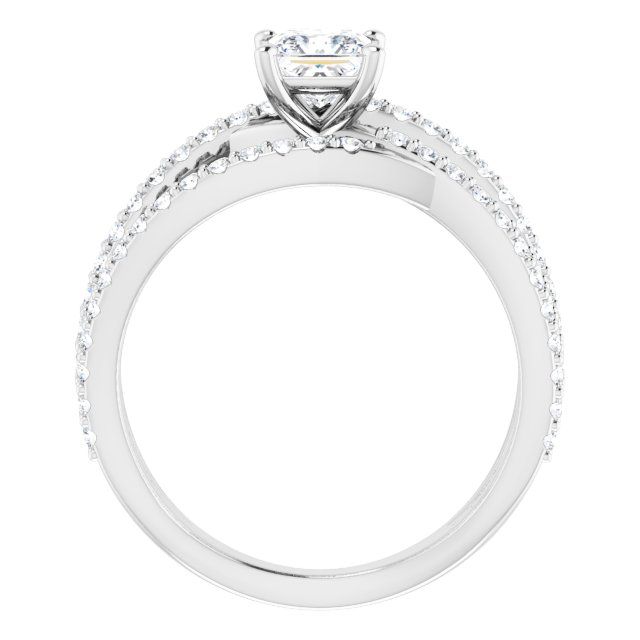 1.32 Square Diamond GH/VS2+ Twisted Sidestone Engagement Ring in 18KW | ViewB_4 1.32 Square Diamond GH/VS2+ Twisted Sidestone Engagement Ring in 18KW | ViewB_4