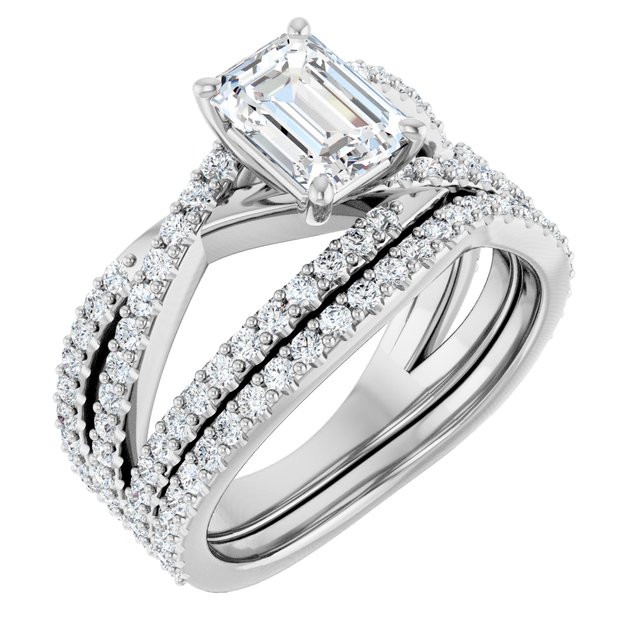 1.73 Emerald Lab-Grown EF/VS1+ Twisted Sidestone Engagement Ring in PLAT | AllComponents_ViewA