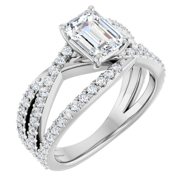 1.73 Emerald Lab-Grown EF/VS1+ Twisted Sidestone Engagement Ring in PLAT | ViewA