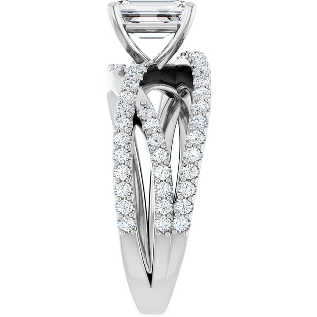 1.73 Emerald Lab-Grown EF/VS1+ Twisted Sidestone Engagement Ring in PLAT | ViewE