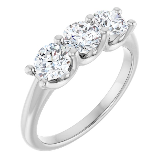 1.50 tcw Round Lab-Grown GH/VS2+ Suspended Three Stone Anniversary Ring in 14KW | ViewA