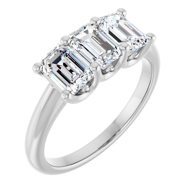 1.74 tcw Emerald Diamond GH/VS2+ Suspended Three Stone Anniversary Ring in PLAT | ViewA 1.74 tcw Emerald Diamond GH/VS2+ Suspended Three Stone Anniversary Ring in PLAT | ViewA