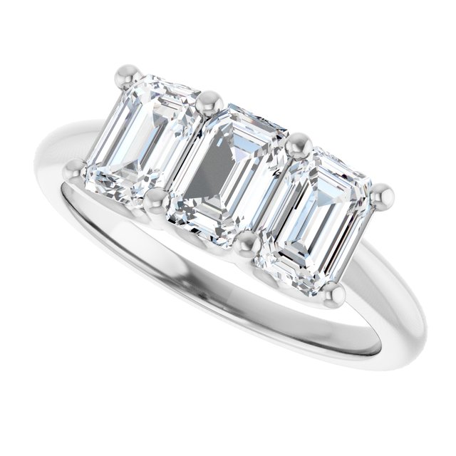 1.74 tcw Emerald Diamond GH/VS2+ Suspended Three Stone Anniversary Ring in PLAT | View5 1.74 tcw Emerald Diamond GH/VS2+ Suspended Three Stone Anniversary Ring in PLAT | View5