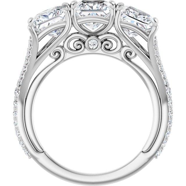 3.30 tcw Square Lab-Grown EF/VS1+ Sculptural Three Stone Anniversary Ring in 14KW | ViewB_4 3.30 tcw Square Lab-Grown EF/VS1+ Sculptural Three Stone Anniversary Ring in 14KW | ViewB_4