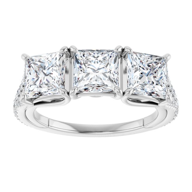 3.30 tcw Square Lab-Grown EF/VS1+ Sculptural Three Stone Anniversary Ring in 14KW | ViewS 3.30 tcw Square Lab-Grown EF/VS1+ Sculptural Three Stone Anniversary Ring in 14KW | ViewS